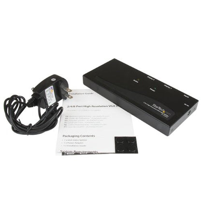 StarTech 2-Port VGA Video Splitter - 2048x1536 at 80Hz - TAA (ST122PRO) | Duplicates 1 VGA source to 2 monitors, Built-in amplifier, 350MHz high video bandwidth, VGA splitter 1x2 - style: 2 Port