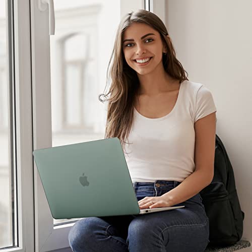 EooCoo for MacBook Air 13.3 inch Case with Keyboard and Screen Protector | Ultra Thin and Transparent, Hard Case Compatible with MacBook Air 13.3 inch M1 Chip 2021-2018 with Retina Display - color: Matte Midnight Green