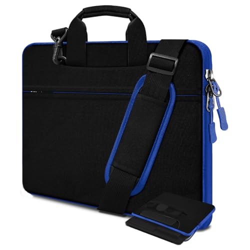 Laptop Case 15.6 inch Shoulder Bag, Durable Shockproof Protective Computer Carrying Briefcase with Multi-Pockets and Strap Compatible with Most 15.6 inch Notebooks,Black blue - color: Black Blue, size: 15.6"