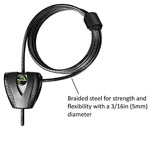 Master Lock 8417D Cable Lock, Python Adjustable Keyed Cable Lock, 6 ft. Long, 4 Pack Bundle with Keychain Light