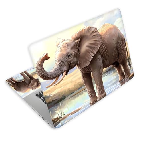Universal Laptop Skin Decal, 3-Piece Vinyl Protector for 12 13 14 15.6" Notebook, Waterproof Anti-Scratch, Easy Trim & Bubble-Free Finish, Elephant Standing in Water - color: Elephant Standing in Water