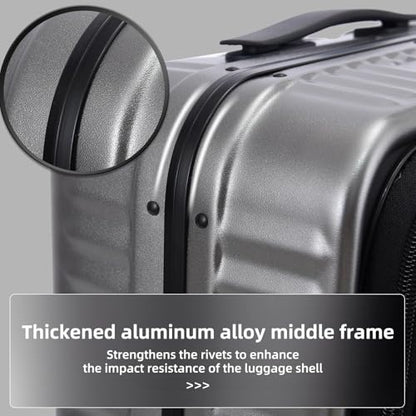 Kaleenie 29 Inch Aluminum Checked Luggage with Side Opening Zipper, Lightweight Hardshell ABS+PC Suitcase with TSA Lock, 360° Universal Wheels, Gray - color: Gray, size: 29 Inch