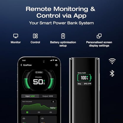 EF ECOFLOW Rapid Pro Power Bank, 4-Port with 300W Max Output, Portable Charger with 140W Built-in Cable, TSA-Approved, Smart APP, 3950x7mAh, for MacBook Pro/Air, iPhone 17/16 Series, Laptops, and More - size: Rapid Pro 27K mAh