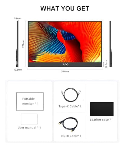 LB M16 15.6 Inch Portable Monitor 1080P FHD IPS HDR for Laptop PC Phone | Ultra-Slim Travel Monitor with USB-C HDMI, Dual Speakers, Aluminum Unibody External Screen - size: M16 (15.6")
