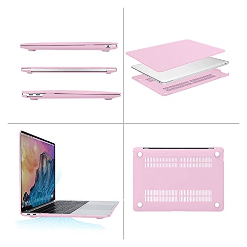 MOSISO Compatible with MacBook Air 13 inch Case M1 2021 2020 2019 2018 Release A2337 A2179 A1932 Touch ID, Plastic Hard Shell Cover&Keyboard Cover for MacBook Air 13.3 inch Case M1, Clear Pink - color: Clear Pink