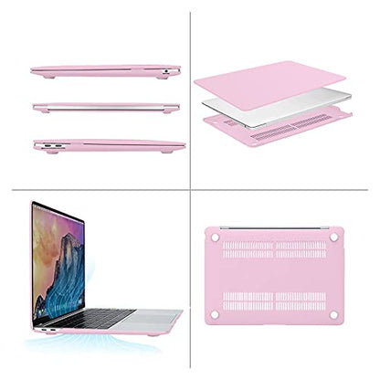 MOSISO Compatible with MacBook Air 13 inch Case M1 2021 2020 2019 2018 Release A2337 A2179 A1932 Touch ID, Plastic Hard Shell Cover&Keyboard Cover for MacBook Air 13.3 inch Case M1, Clear Pink - color: Clear Pink