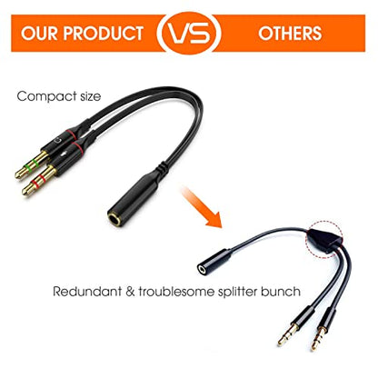 Maeline Headphone Splitter Adapter, 3.5mm Mic Cable for Computer, Headset 3.5mm Female to 2 Dual Male Microphone Audio Stereo Jack Earphones Port to Gaming Speaker PC - 20 Pack - size: 20 Pack