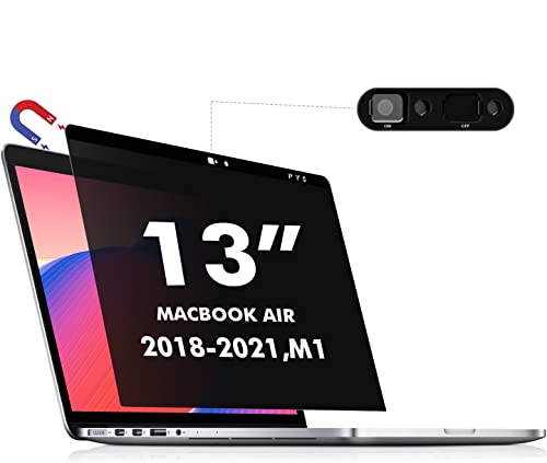 PYS macbook air 13 inch privacy screen Compatible with MacBook Air 13.3'(Released in 2018-2021: A1932,A2179,A2337)-Anti Glare，Webcam Cover Slider，Provide Privacy, Ultra Slim，Easy On - size: MacBook Air 13 Inch(2018-2021,M1)