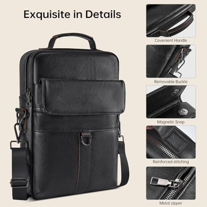13 Inch Laptop Shoulder Bag Leather Carrying Case for Macbook Air 13" M5 M4 M3 M2 A3420 A3113 A2681/ MacBook Neo 13 A18 Pro - color: Black