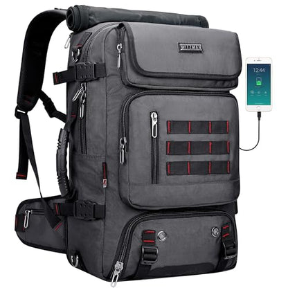 WITZMAN Carry on Travel Backpack for Men Duffle Bag Fits 16" Laptop | Nylon 3 in 1 Luggage Duffle Bag with USB Charging Port, Shoe Compartment, For Weekend Getaway, Overnight Trip, B682 Grey - color: 03.silvery Grey