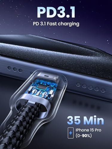 UGREEN 145W Power Bank Bundle with 240W 6FT USB C to USB C Cable for iPhone 15 Pro Max, Samsung Galaxy S24/S23, MacBook Pro/Air, iPad Pro/Air/Mini, Dell XPS