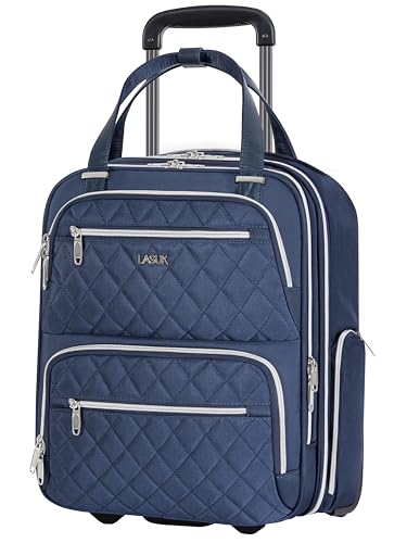 Underseat Carry On Luggage with Wheels, 17 inch Lightweight Overnight Soft Sided Personal Luggage Bag Carry-On Suitcase for Short Trip Travel Business, Blue - color: Blue