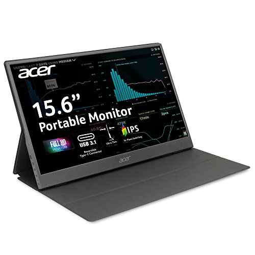 acer Portable Monitor PM161Q Abmiuuzx 15.6" Full HD 1920 x 1080 IPS Ultra Slim Design Premium Cover I External Monitor for Laptop PC Mac I 2 x USB 3.1 Type-C Ports, 1 x Mini HDMI, 1 x Micro USB - style: Basic