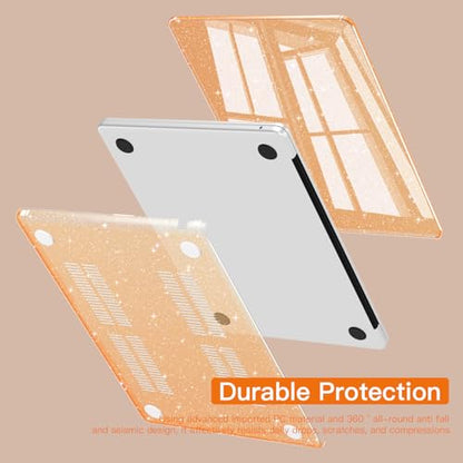 CISSOOK Compatible with MacBook Air 13.6 inch Case 2026 2025 2024 2023 2022 | A3449 A3240 A3113 A2681, 5in1 Set Hard Shell Case Keyboard Cover for MacBook Air 13 inch M2 M3 M4 M5, Glitter Orange - color: Air13.6inch-Glitter Orange