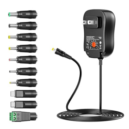 Belker 45W Universal 5V 6V 7.5V 9V 12V 13.5V 15V AC Adapter with USB C tip | DC Power Supply for LCD LED Strip Light Router CCTV Camera - 1A 2A 3A 3000mA Max - Fast USB Charging Port 5V 2A - size: 45w 5-15v 3a w/USB
