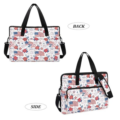 Laptop Sleeve, Laptop Cover with Adjustable Strap Computer Bag Tablet Notebook Sleeves Handbag Messenger Briefcase - color: Usa 250th Birthday Design