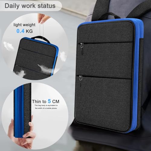 Travel Laptop Backpack with Small Case for 15-16 inch Notebooks, Slim & Expandable Computer Bag for College Business Commute for Men and Women,Black-Blue - color: Black-blue