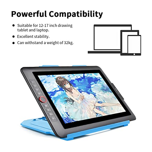Drawing Tablet Stand, Laptop Foldable Stand for Tablet Display, 9 Levels Adjustable Angles with a Built-in Phone Holder, for 12-17 inch Drawing Tablet, Smartphones - color: Blue