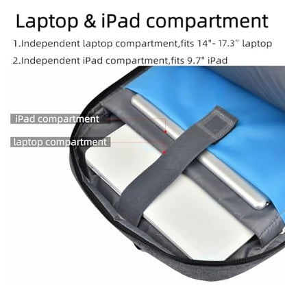 17 Inch Travel Laptop Backpack Water Resistant College Backpack for Men/Women Laptop Bag with USB Charging Port, Light Grey and Black - color: Black-d