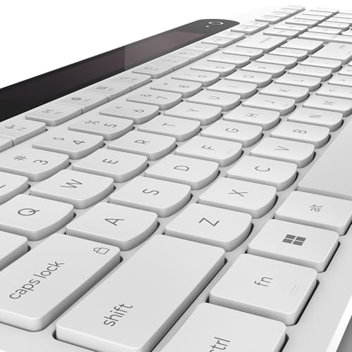 Lenovo 800 Self-Charging Bluetooth Keyboard, Uses Ambient Light for Charging, Bluetooth 5.1, Supports 3 Devices, Battery Free, Wireless, White - color: White