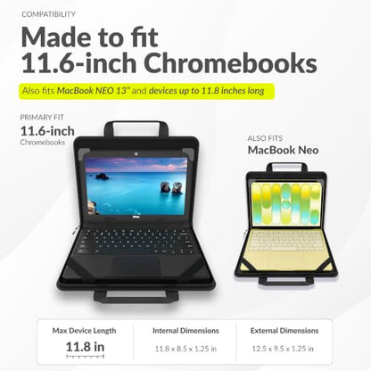 11-11.6 Inch Always-on Chromebook Protective Hard Shell Case Cover with Pouch and Shoulder Strap, Fits MacBook Neo 13 inch - color: Deep Red