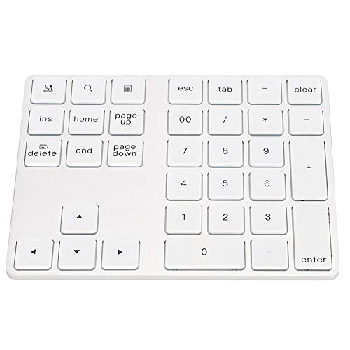 ASHATA Numeric Keypad,34 Keys Mini Portable Bluetooth Numpad,Ergonomic Bluetooth Numeric Keypad Aluminum Alloy HUB Type-C USB 3.0 Numeric Pad for (Silver)