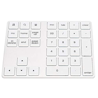 ASHATA Numeric Keypad,34 Keys Mini Portable Bluetooth Numpad,Ergonomic Bluetooth Numeric Keypad Aluminum Alloy HUB Type-C USB 3.0 Numeric Pad for (Silver)