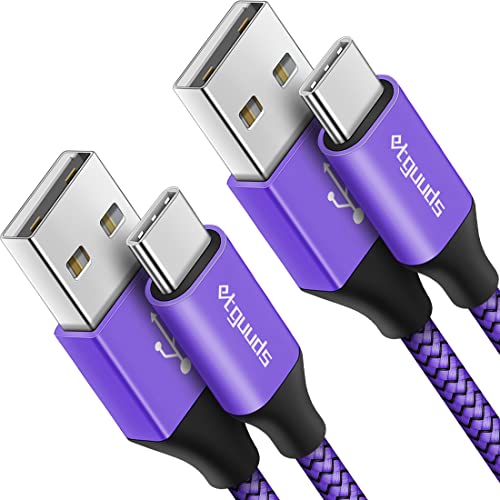 etguuds Purple Long USB A to USB C Cable 10ft, 2-Pack Fast Charging Type C Charger Cord for iPhone 17 16 15 Pro Max Plus Air 16e, Samsung Galaxy S25 S24 S23 S22 S21 S20 Note 20 A17 A16 A15 A26 A36 A56 - color: Purple