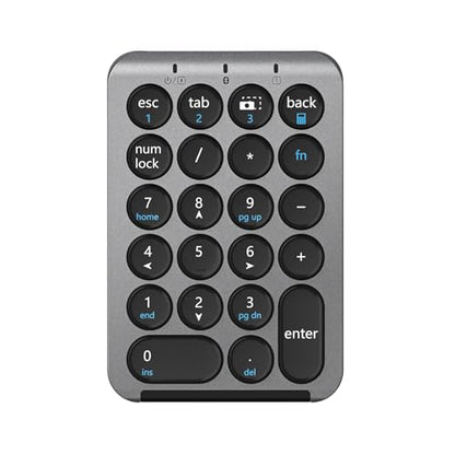 iClever Bluetooth Number Pad, 22 Keys Wireless Numeric Keypad, Rechargeable Mini Portable Numpad with Custom Stickers, Financial Accounting, Data Entry, Compatible with Laptop, Mac, Surface Pro, PC - color: Grey / Black