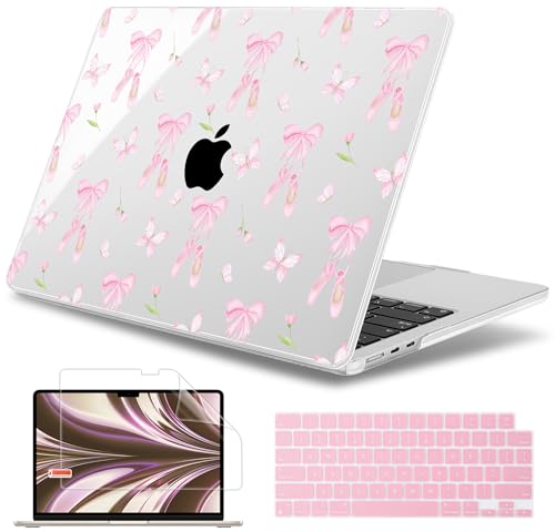 May Chen for MacBook Air 15 inch Case M5 M4 M3 M2 2026 2024-2023, Model A3448 A3241 A3114 A2941, Closes Seamlessly Hard Shell Laptop Cover with Keyboard Cover, Ballet Shoes - color: Ballet shoes
