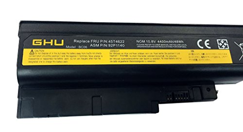 GHU New Battery 48 WH Replacement for 41+ 40Y6799 40Y6797 Compatible with Lenovo ThinkPad R60 R60e T60 T60p Z60 Z60m Z61 Z61p T500 W500 42T4619 42T4620 92P1133 40Y6795 92P1133 R500 SL300 SL400 SL500