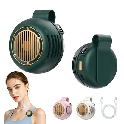 360° Rotatable Clip-On Fan, Quiet Portable Personal Fan with LED Speed Display, 5 Adjustable Wind Levels from Gentle Breeze to Strong Airflow for Outdoor & Office - color: green