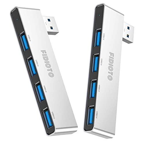 Slim USB Hub 2Pack, Fidioto 4 Port USB Adapter(1 * 3.0 Hub, 3 * 2.0 Hub), Multi USB Port Expander for Laptop, iMac Pro, MacBook Air, Mac mini/Pro, Notebook PC, USB Flash Drives and Mobile HDD Etc.