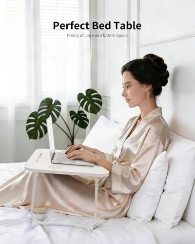 Ruxury Folding Lap Desk Bed Desk Laptop Table Tray, Breakfast Serving Tray, Portable & Lightweight Mini Table for Sofa Couch Floor - White - color: White