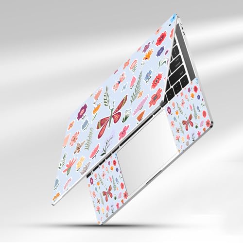 12.1-15.6 Inch Laptop Skin Decal, Universal Reusable Vinyl Laptop Cover Sticker, Waterproof Art Protector with Butterflies & Flowers - color: Butterflies & Flowers