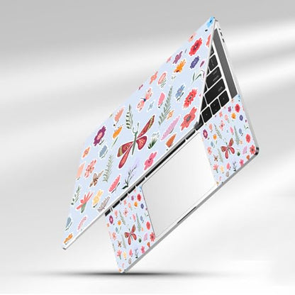 12.1-15.6 Inch Laptop Skin Decal, Universal Reusable Vinyl Laptop Cover Sticker, Waterproof Art Protector with Butterflies & Flowers - color: Butterflies & Flowers