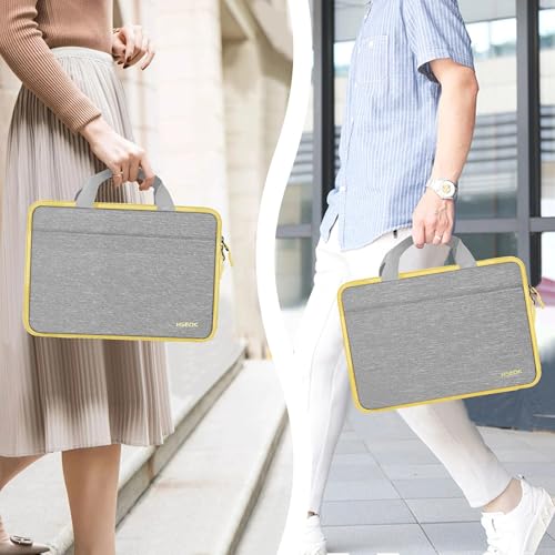 Hseok Laptop Case 13.3-14 inch Sleeve, TSA Computer Handbag Water-Resistant and Shockproof Bag Compatible with MacBook Pro/Neo 14", Mac Air/Pro 13.3" and 13"-14" Notebooks Chromebooks,Gray-Yellow - color: Light Gray-yellow