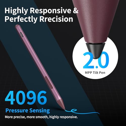 Stylus Pen for ASUS Transformer/Mini/ASUS Zenbook Flip/Pro/ASUS Vivobook Flip/Pro/Duo/ASUS Notebook, Rechargeable MPP 2.0 Tilt Active Pen with 4096 Pressure Sensitivity, Tpye-c Charge, Red - color: Red