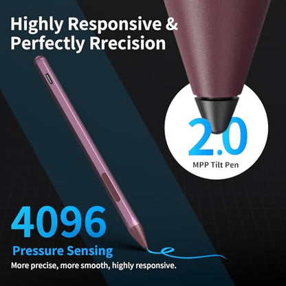 Stylus Pen for ASUS Transformer/Mini/ASUS Zenbook Flip/Pro/ASUS Vivobook Flip/Pro/Duo/ASUS Notebook, Rechargeable MPP 2.0 Tilt Active Pen with 4096 Pressure Sensitivity, Tpye-c Charge, Red - color: Red