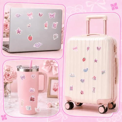 160 Pcs Pink Aesthetic Sticker Coquette Stickers, Cute Butterfly Cake Waterproof Vinyl Stickers, Decorative Decals for Laptop Journal Scrapbook Phone Luggage and Water Bottle