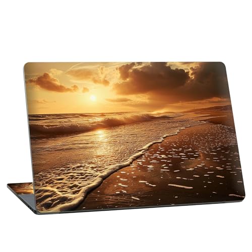 Universal Laptop Skin Sticker with 2 Wrist Pad Skins, Waterproof Scratch Resistant Vinyl Laptop Cover Decal, Cut to Fit for 11–15.6 Inch MacBook HP Dell Lenovo, Beach Sunset - color: Beach Sunset