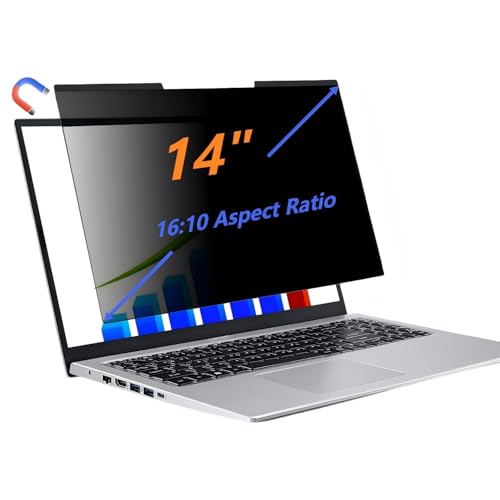 14-inch magnetic privacy screen, suitable for laptops with a 16:10 detachable anti-glare filter, reduces blue light/compatible with HP, Dell, Acer, Asus, Samsung, Lenovo and other laptops.