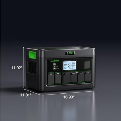 EBL 2400W Portable Power Station LiFePO4 Battery for Home Use | 1843.2Wh Solar Generator,Home Battery Backup,12 Outlets(2400W AC Outlets), USB-C PD 100W,2Hrs Quick Charge - color: Grey
