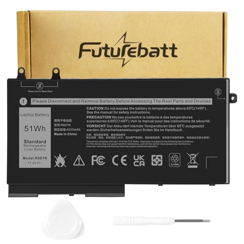 Futurebatt R8D7N 1V1XF Laptop Battery Replacement for Dell Inspiron 3540 M3550 Latitude 5400 5500 5510 7590/7591/7791 2-in-1 P80F P80F001 P84F H82T6 0C5GV2 W8GMW 0W8GMW 0R8D7N - size: R8D7N 8.94 4.96 0.71in
