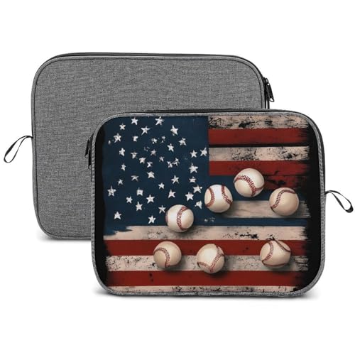 Lightweight Laptop Bag, Unisex Portable Spacious Protective Laptop Sleeve for Office, Travel, Commuting, Easy to Carry, Vintage Patriotic USA American Flag Baseball Print, 14inch - color: Style(968), size: 14inch