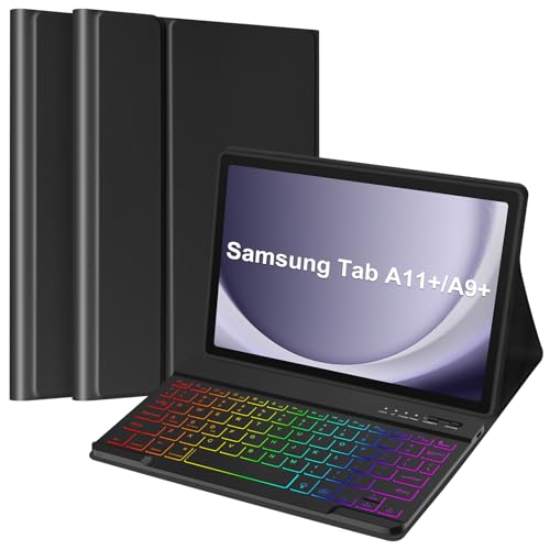 TaIYanG Backlit Case Keyboard for Samsung Galaxy Tab A11 Plus/A9 Plus 11inch (2025/2023)-Slim Lightweight Stand Cover with Magnetic Detachable Wireless Bluetooth Keyboard for Tablet A11+ A9+, Black - color: Black