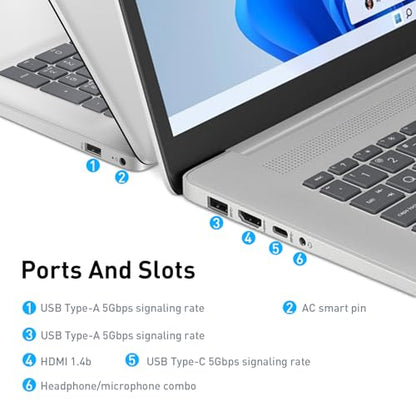 HP 17.3” FHD IPS LED Anti-Glare 300 nits Laptop, AMD Ryzen 5 7430U 6-core CPU, 8GB RAM, 256GB Storage, Webcam w/Shutter, Microsoft Copilot Key, Wi-Fi 6, BT 5.4, Win11H, w/Laptop Cooler, 17-cp3000 - size: 8GB RAM | 256GB SSD