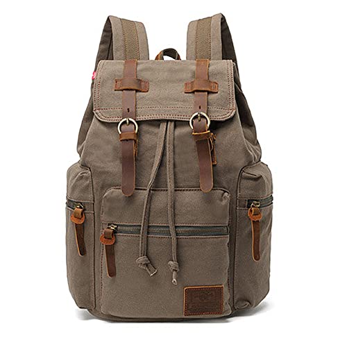 AUGUR High Capacity Canvas Vintage Backpack - for School College Hiking Travel 12-17" Laptop - color: Army Green, size: Large