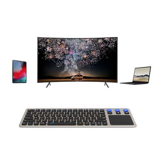 Arteck Universal 2.4G Wireless and Bluetooth Touch TV Keyboard Multi-Device with Easy Media Control and Build-in Touchpad Keyboard for Smart TV, TV Box, TV-Connected Computer, Mac, HTPC