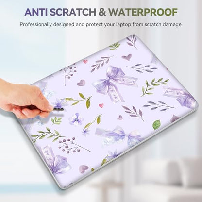 Purple Bows Laptop Skin Sticker Cover Decal, 12 13 13.3 14 15 15.4 15.6 inch Laptop Notebook Vinyl Skin Sticker Cover Personalized Art Protector - color: Light Purple Bows Flower